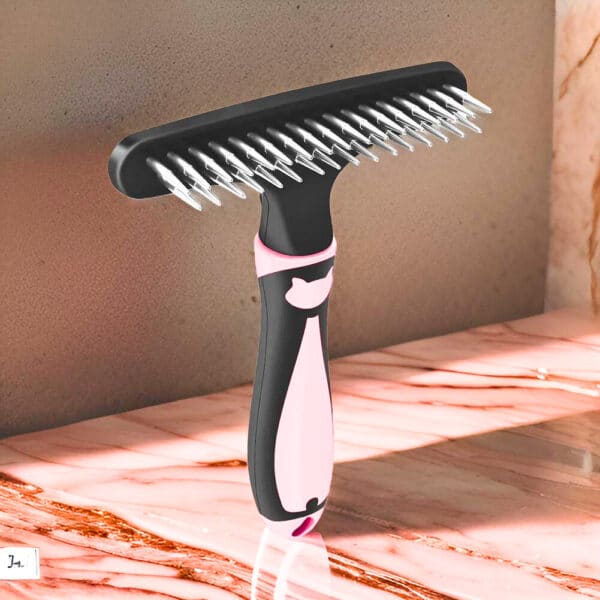 Brosse sous poils chien rose