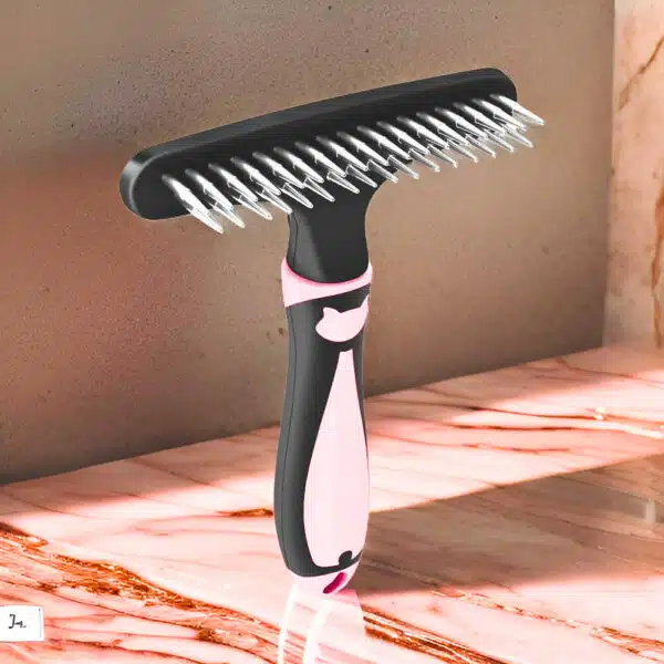 Brosse sous poils chien rose