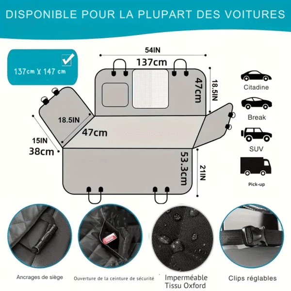 caractéristiques Housse de siege pour chien – AutoProtect