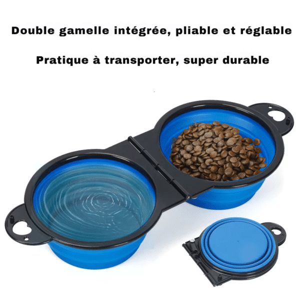 Double gamelle chien pliable