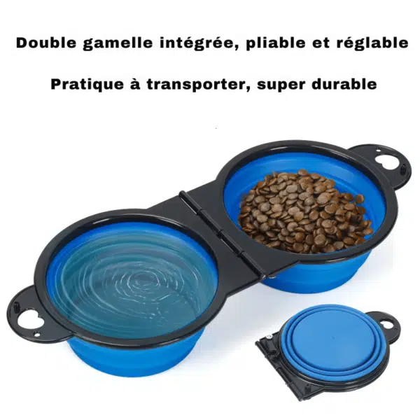 Double gamelle chien pliable
