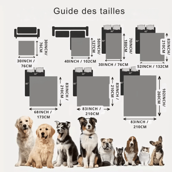 Couverture imperméable lit tailles