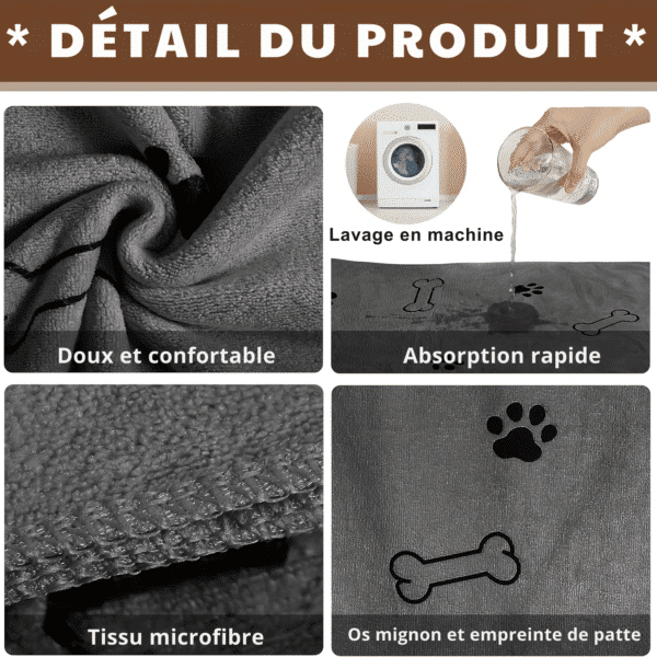 Serviette chien détails