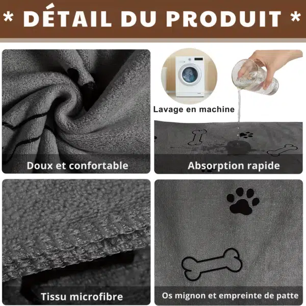 Serviette chien détails