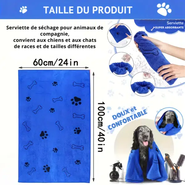 Serviette chien taille