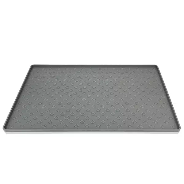 Tapis gamelle pour chien gris