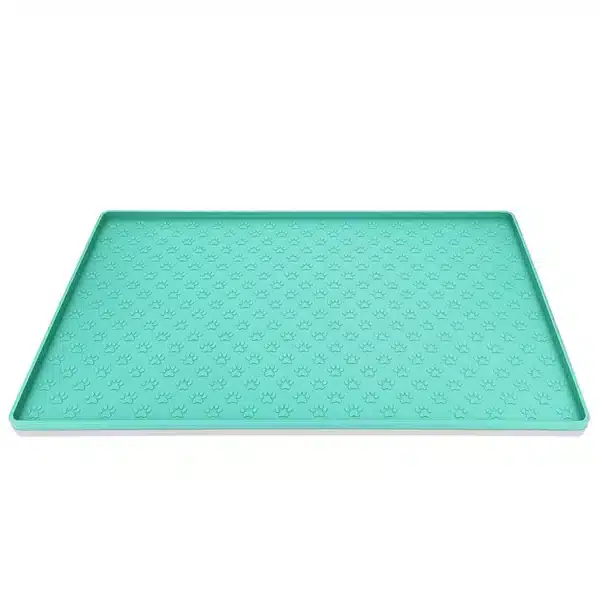 Tapis gamelle pour chien turquoise