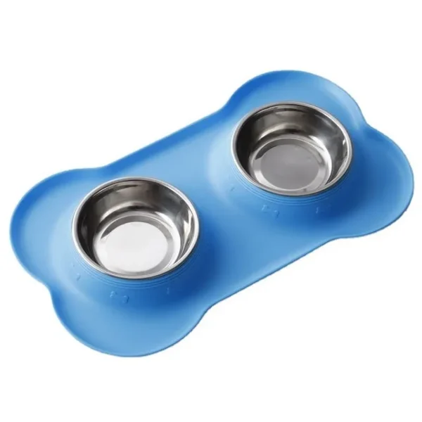 Double gamelle chien bleu