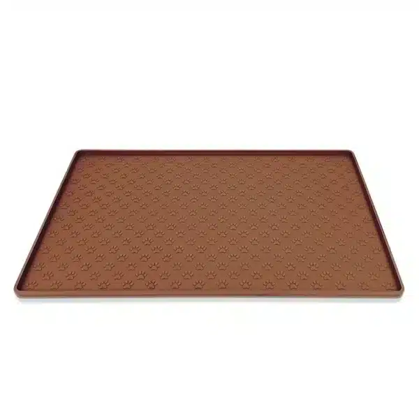 Tapis gamelle pour chien marron