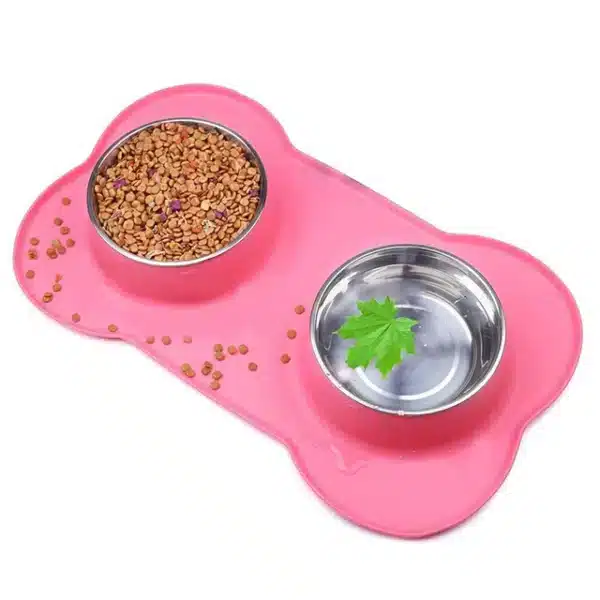 Double gamelle chien rose
