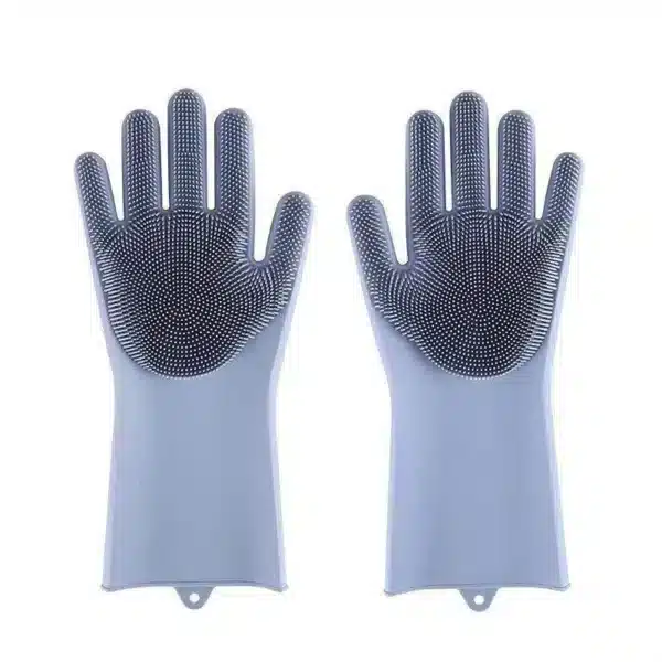 gants toilettage chien gris