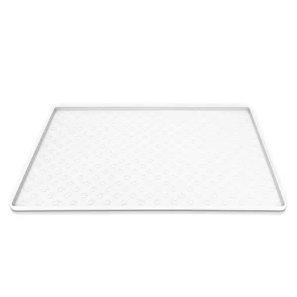 Tapis gamelle pour chien blanc